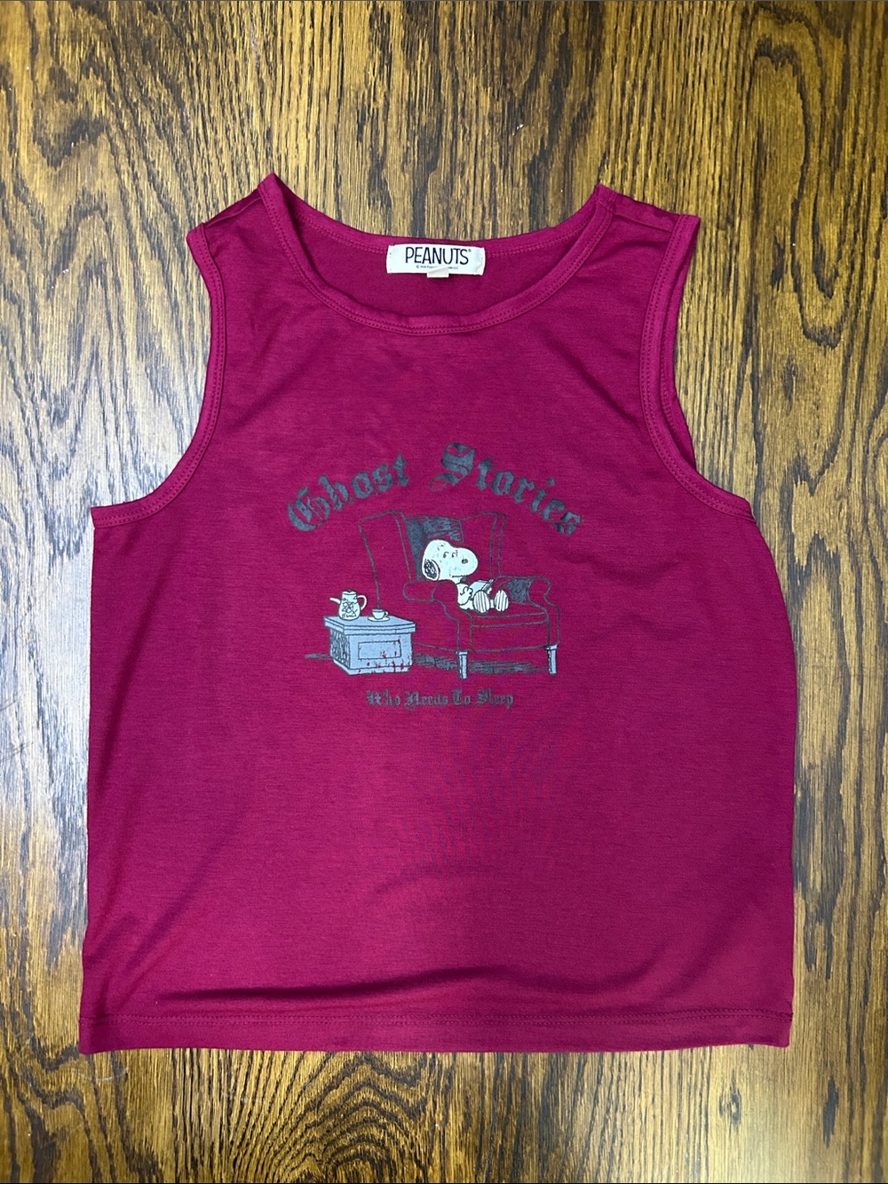 Peanuts Hybrid Snoopy Ghost Stories Halloween Tank Top Burgundy L 12-14